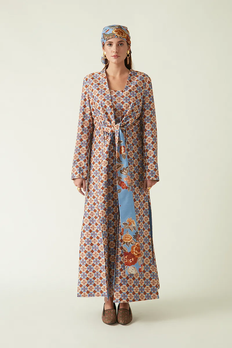 Summer Jacket Linen Satin Printed-Fashion Edit Java 03A-7JV-09-Payal Pratap