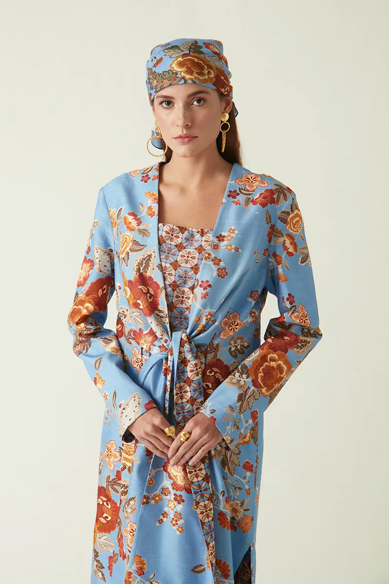 Summer Jacket Linen Satin Printed-Fashion Edit Java 03A-7JV-09-Payal Pratap