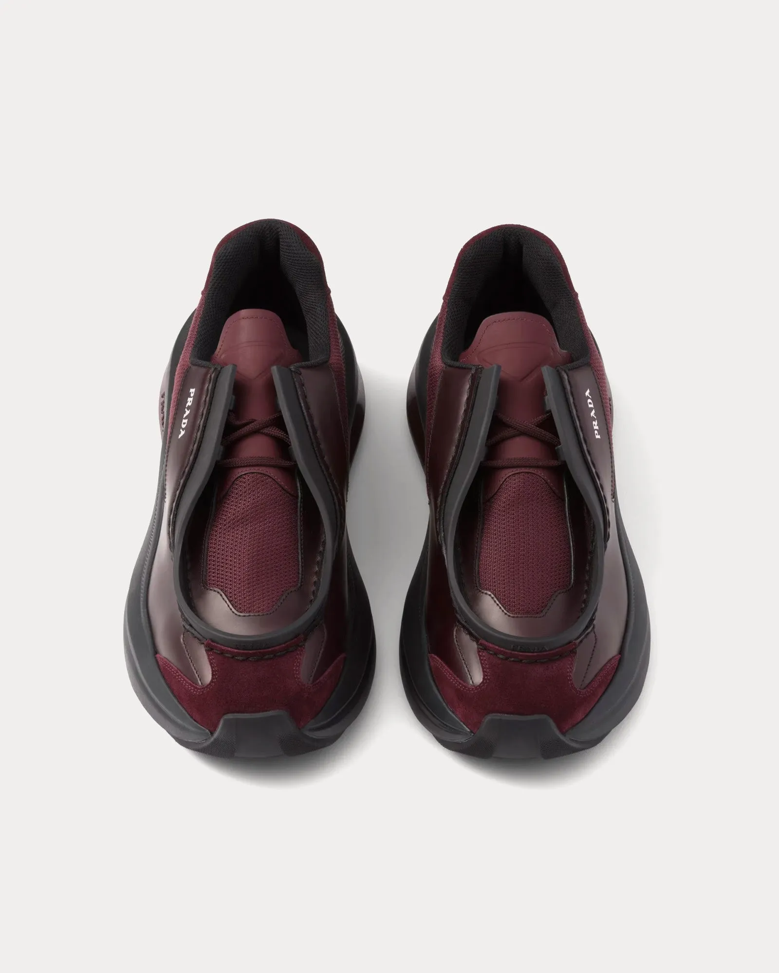 Systeme Brushed Leather with Bike Fabric & Suede Elements Garnet Low Top Sneakers