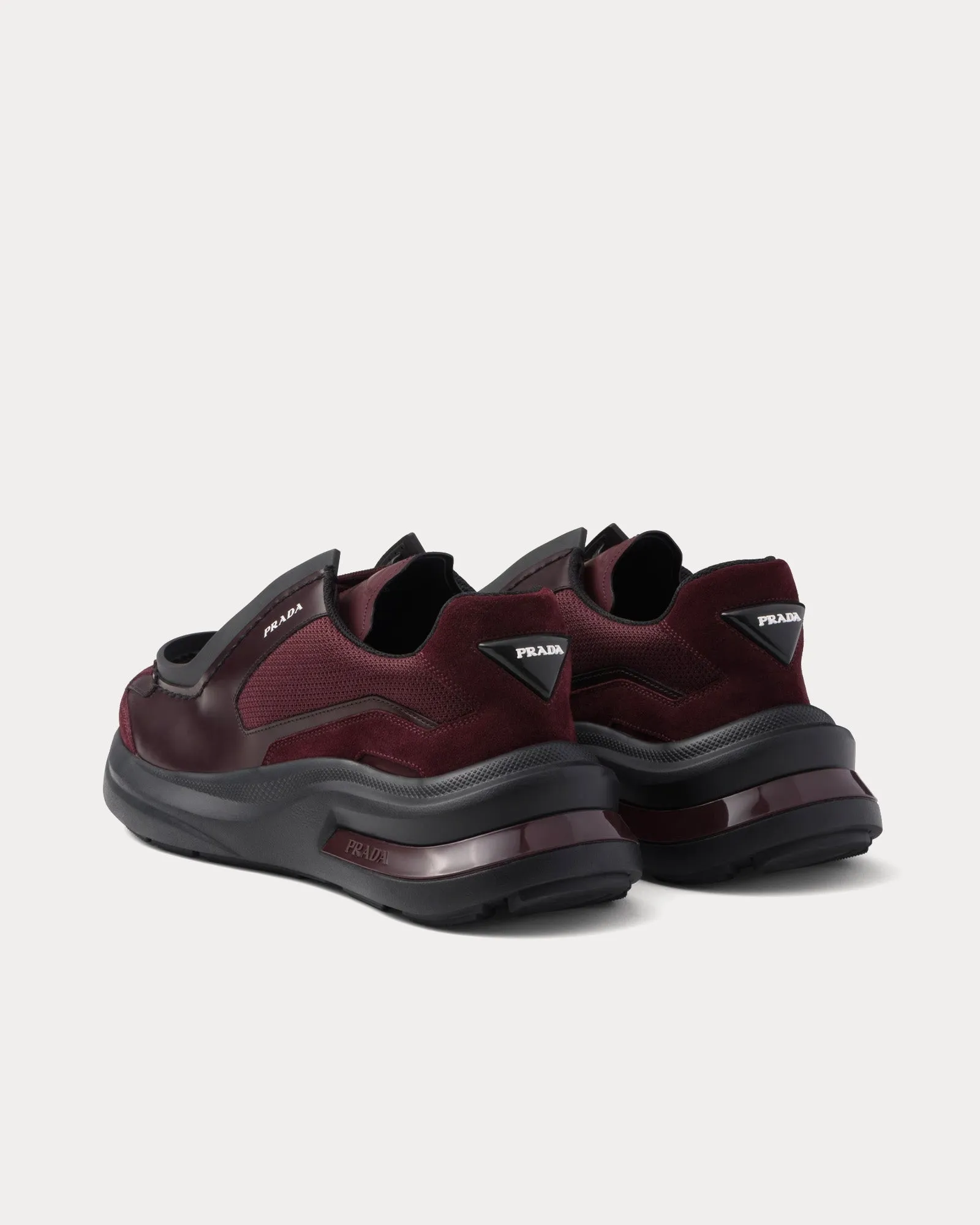 Systeme Brushed Leather with Bike Fabric & Suede Elements Garnet Low Top Sneakers