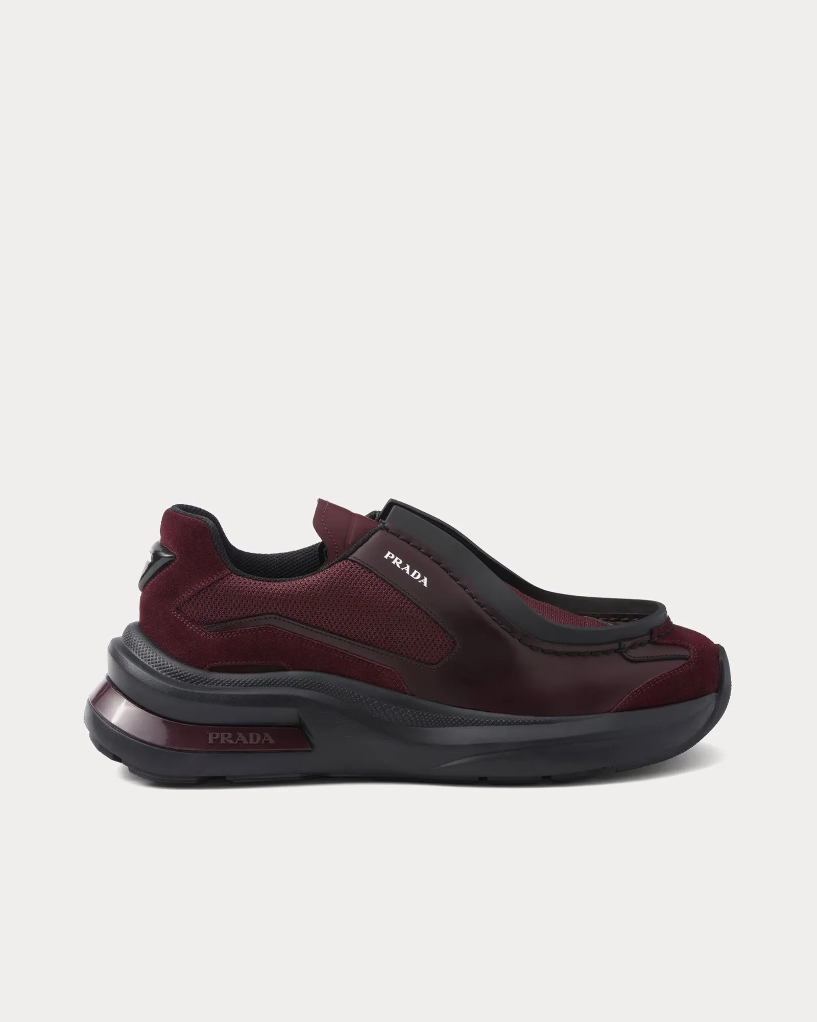 Systeme Brushed Leather with Bike Fabric & Suede Elements Garnet Low Top Sneakers