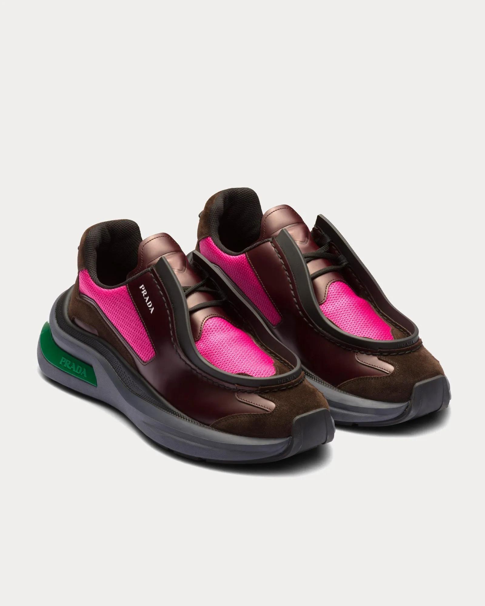 Systeme Brushed Leather with Bike Fabric & Suede Elements Garnet / Peony Pink Low Top Sneakers