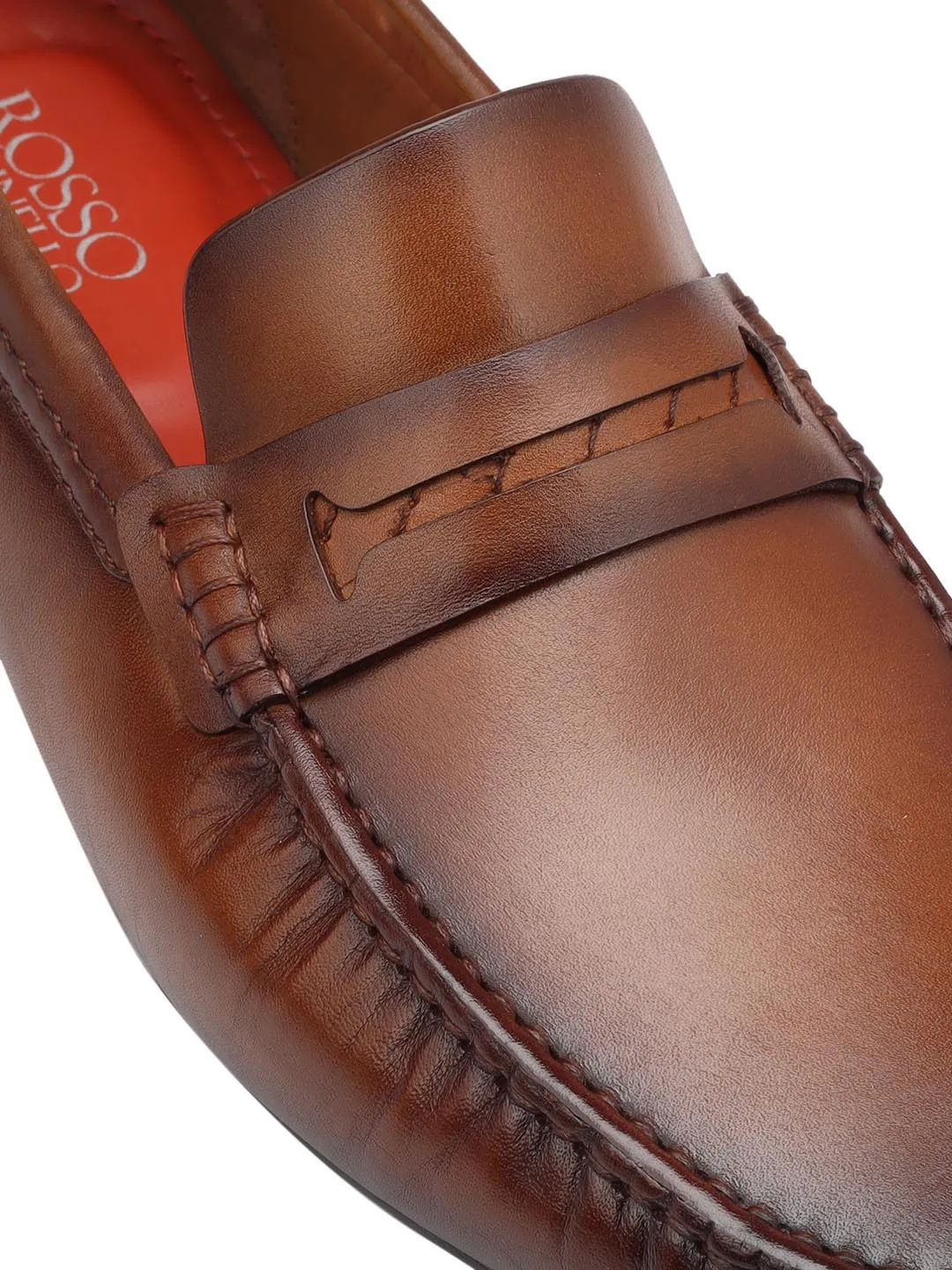 Tan Plain Leather Moccasins