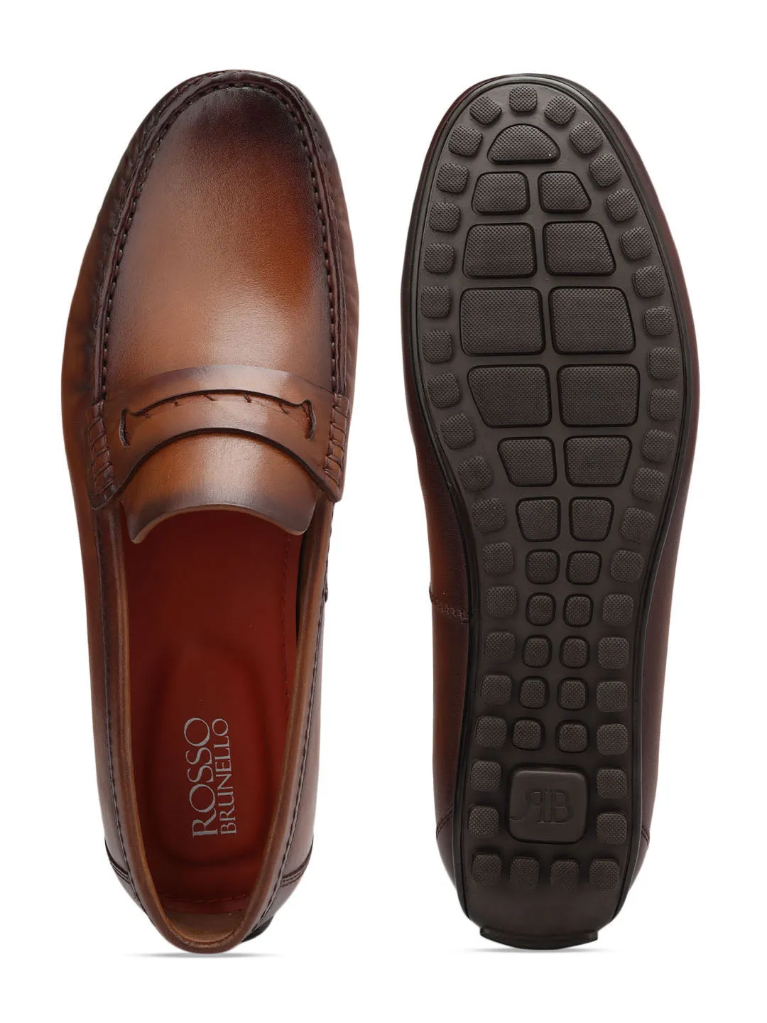 Tan Plain Leather Moccasins