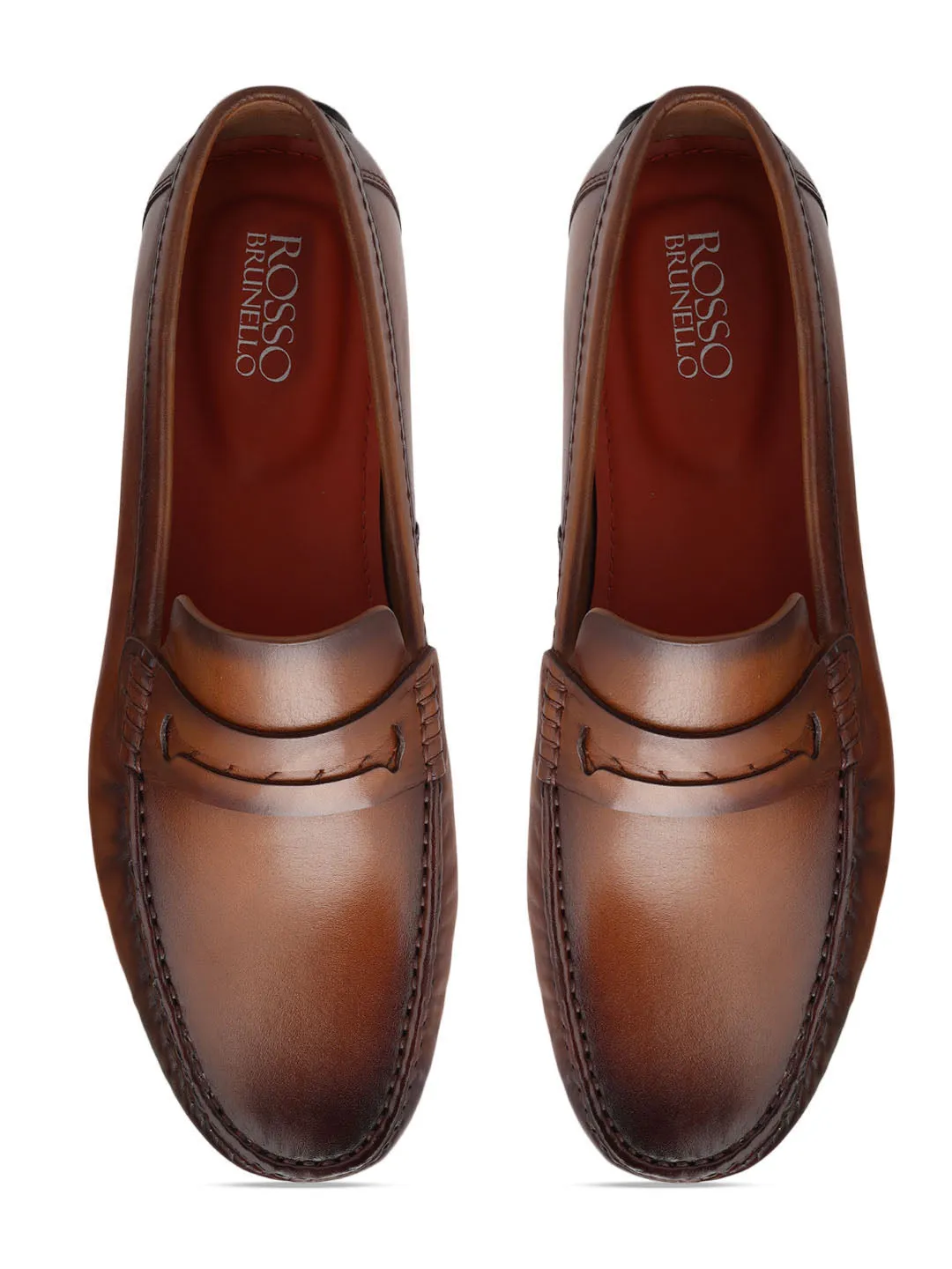 Tan Plain Leather Moccasins