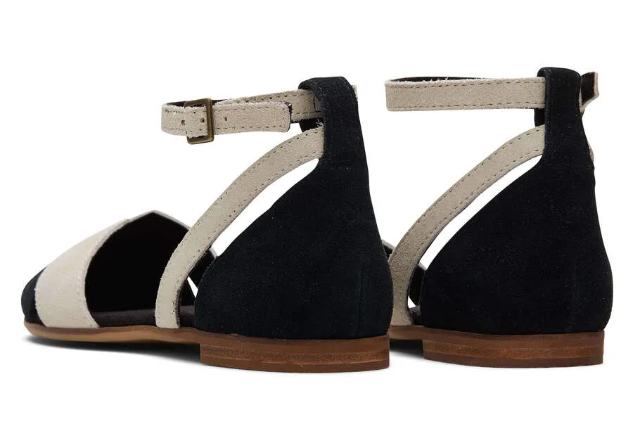 TOMS Womens Juliannah Suede Flat - Black