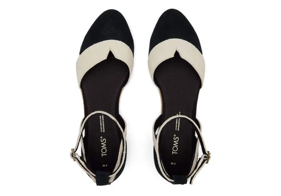 TOMS Womens Juliannah Suede Flat - Black
