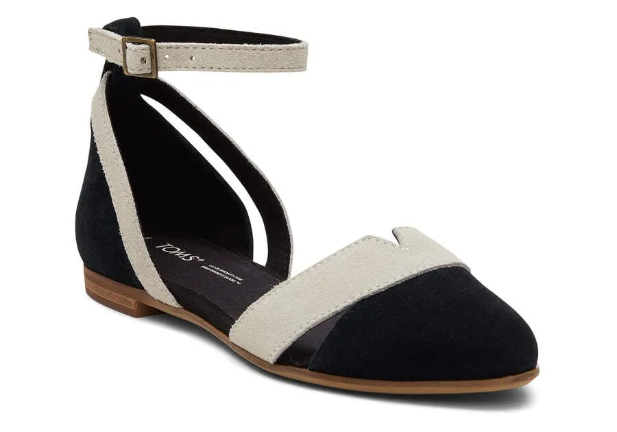 TOMS Womens Juliannah Suede Flat - Black