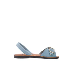 Turquoise Leather Espadrilles with Buckle Strap