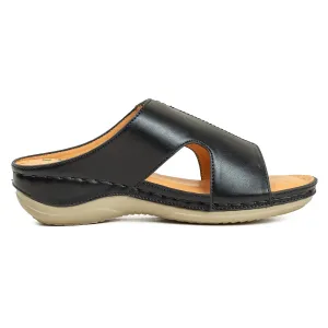 Vibrant Ladies Black Wedge Heel Sandal