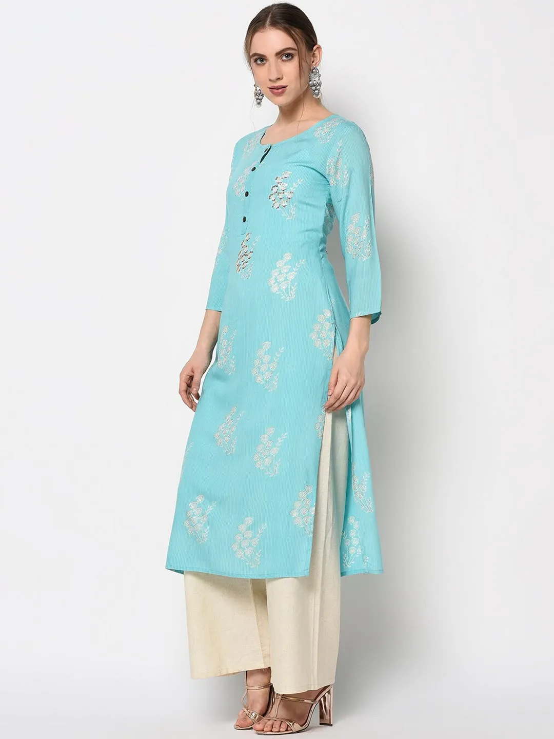 Women Blue A-Line Kurta