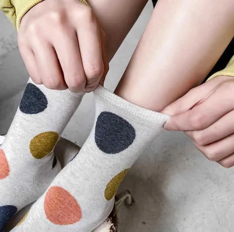 Women's Crew Socks | Polka Dot | Cotton | 5-pack | MoSocks