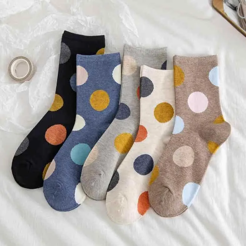 Women's Crew Socks | Polka Dot | Cotton | 5-pack | MoSocks